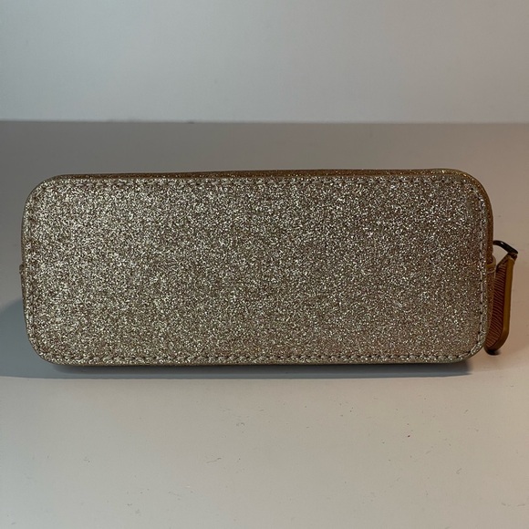 Kate Spade NY Saffiano Tinsel Glitter Rose Gold Dome Pouch Gently Preloved - Picture 5 of 10